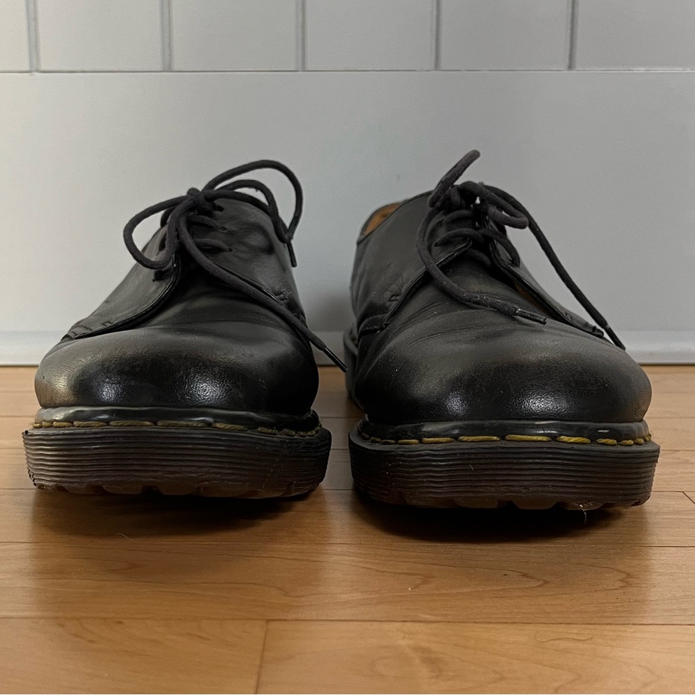 Dr. Martens Black Leather 3-Eye Derby with Yellow Stitching - Picture 5 of 9